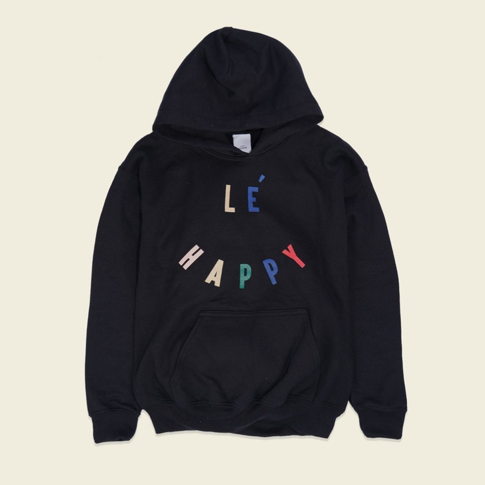 Bambabones Black Graphic Hoodie Le Happy Size M